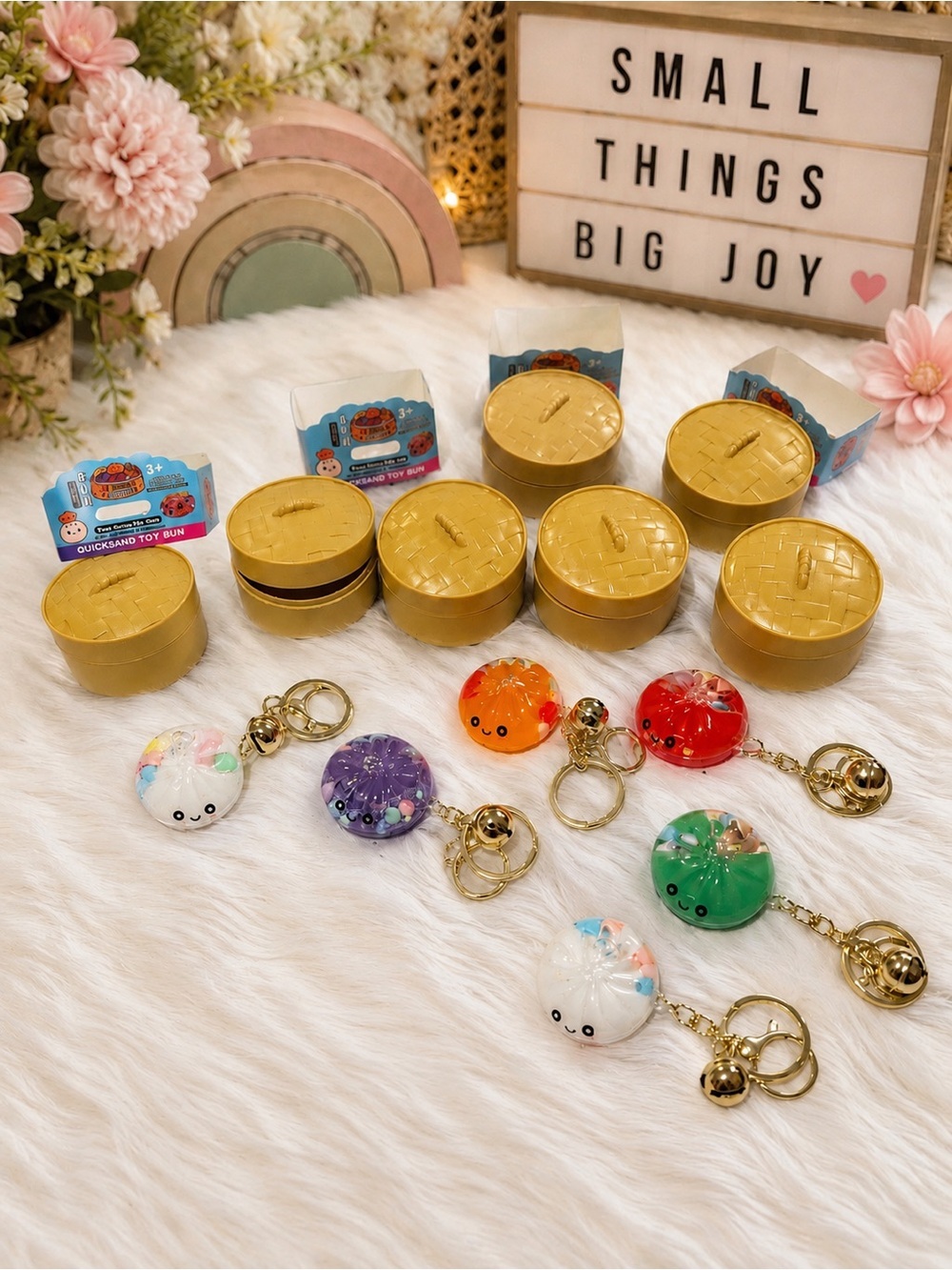 NWOT Kawaii Novelty Toy Bun  Keychain Cute Mochi Dumpling Bag Charm 6 included